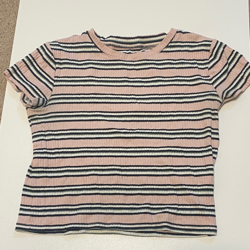 Striped Pink and White Kids T-Shirt